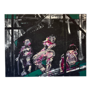 Large Vintage Helen Stein “Miss America” Acrylic on Canvas Painting – Unframed