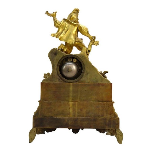 Bronze French Empire Figural Gilt Bronze Silk Thread Movement Mantle Clock C1830 For Sale - Image 8 of 11