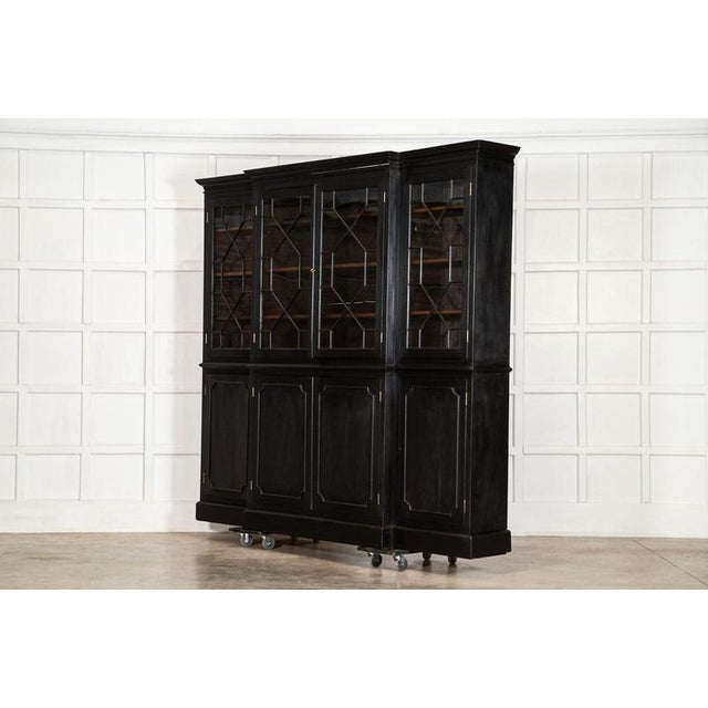 Late 19th Century 19th Century English Monumental Ebonised Mahogany Bookcase For Sale - Image 5 of 18