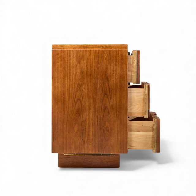 Lane Furniture Mid 20th Century Lane Staccato Brutalist Mid Century Walnut Lowboy Dresser For Sale - Image 4 of 10