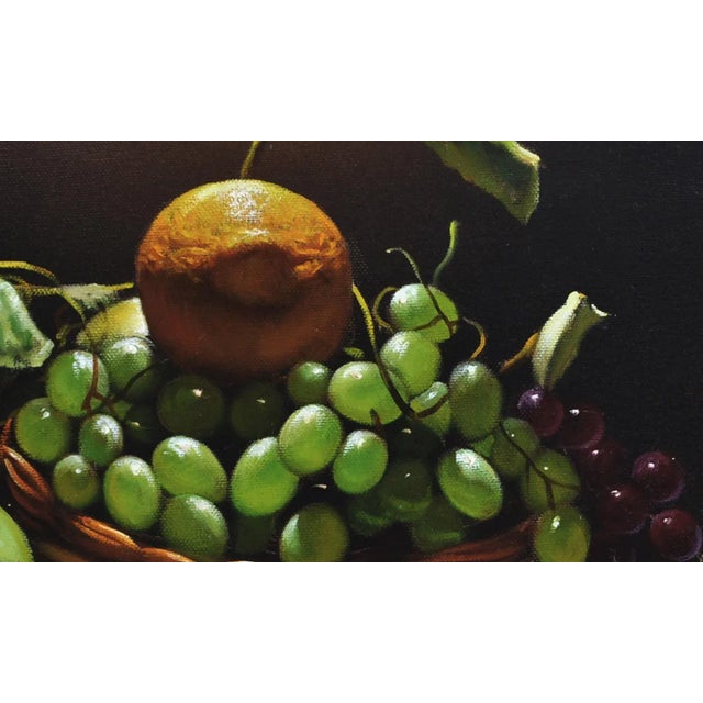 Basket with Fruit, Realist Oil on Canvas For Sale - Image 3 of 7
