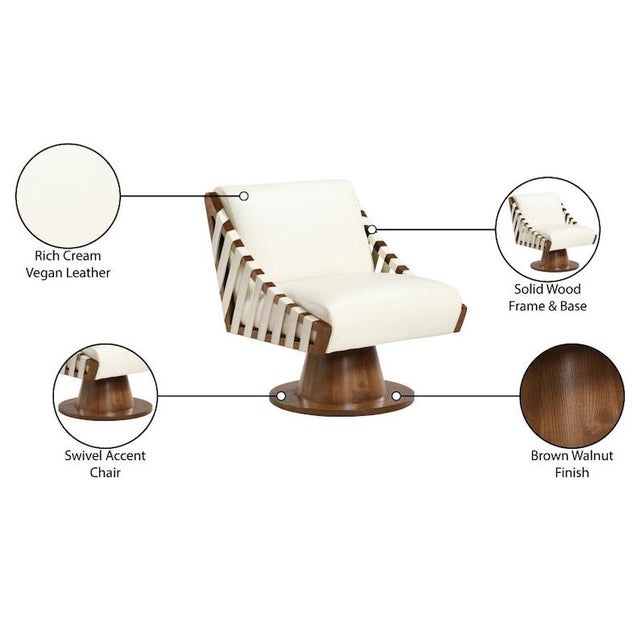 Millwin Vegan Leather Swivel Lounge For Sale - Image 4 of 10