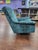 from mid century modern to modern icon, this swivel chair has been refreshed in teal geometric velvet, blending retro...