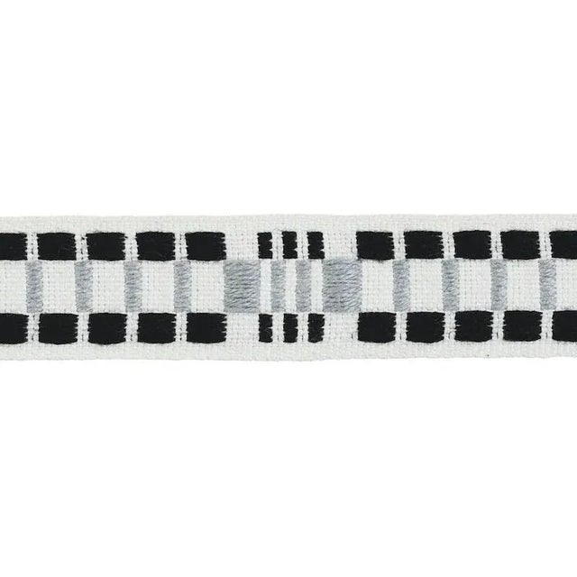 Modern Sample - Schumacher Carmo Tape Narrow in Silver & Black For Sale - Image 3 of 3