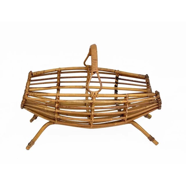 1960s Mid-Century Italian French Riviera Bamboo & Rattan Magazine Rack, 1960s For Sale - Image 5 of 10