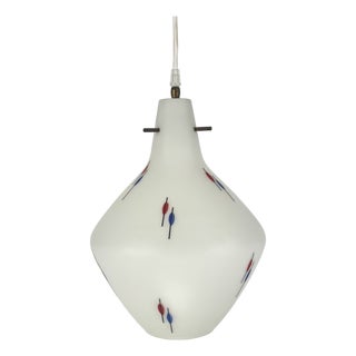 Mid-Century Italian White Opaline Glass Pendant Light, 1960s For Sale