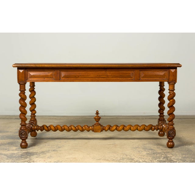 Late 19th Century French Louis XIII Oak Writing Desk With Barley Twist Legs For Sale - Image 18 of 18