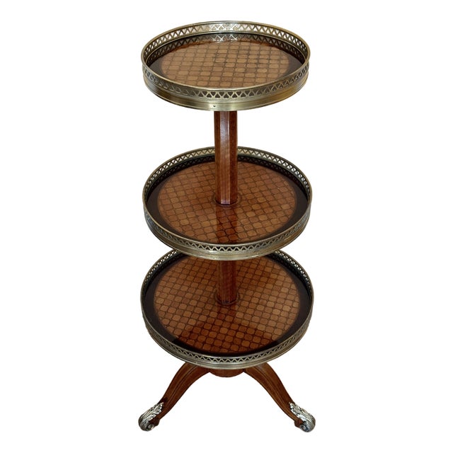 Antique Louis XVI Style Round Three Tier Gueridon For Sale