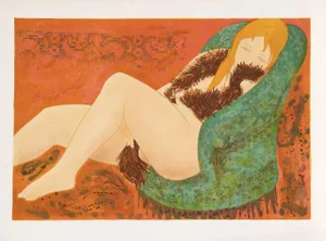 Alain Bonnefoit, "Nude in Green Chair," Lithograph