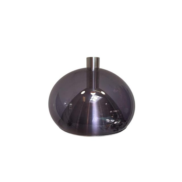Dutch Space Age Mushroom Pendant Lamp in Grey-Blue Smoked Acrylic with Metal Insert from Dijkstra For Sale - Image 4 of 7