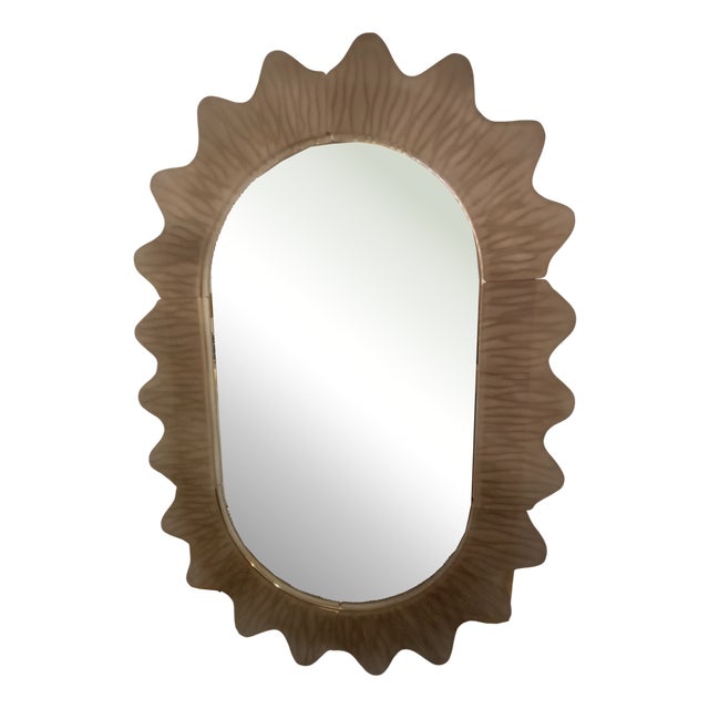 Italian Murano Fume Art Glass and Brass Console / Wall Mirror, 2000 For Sale