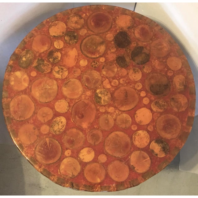 Round Rope Covered Leg Wood Side Table For Sale - Image 5 of 7