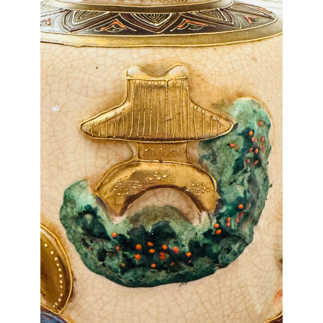 Antique Asian Figural Crackle Glaze Vase With Elephant Motif, Early 1900's For Sale - Image 4 of 13