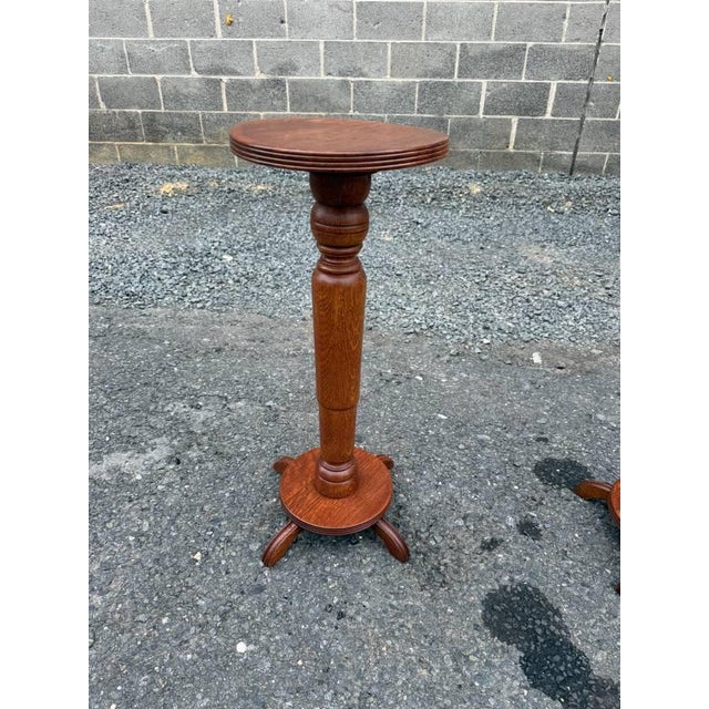 Pair of Antique Quarter-Sawn Pedestal / Plant Stands For Sale - Image 10 of 17
