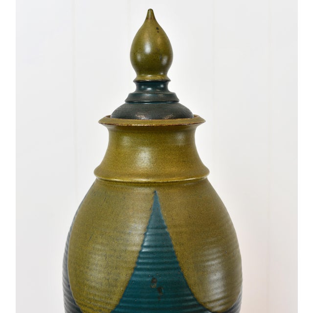 Blue Large 1970s Mid Century Modern Studio Pottery Lidded Jar Signed For Sale - Image 8 of 13