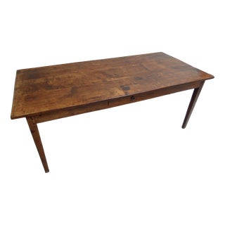 Antique Oak French Dining Table with Drawer For Sale
