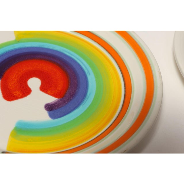 Set of Eight Italian Porcelain Salad and Dinner "Rainbow" Plates by Mancer For Sale - Image 15 of 16