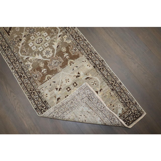 Brown Zabihi Collection Narrow Antique Persian Malayer Runner - 1'11" x 8'9" For Sale - Image 8 of 9