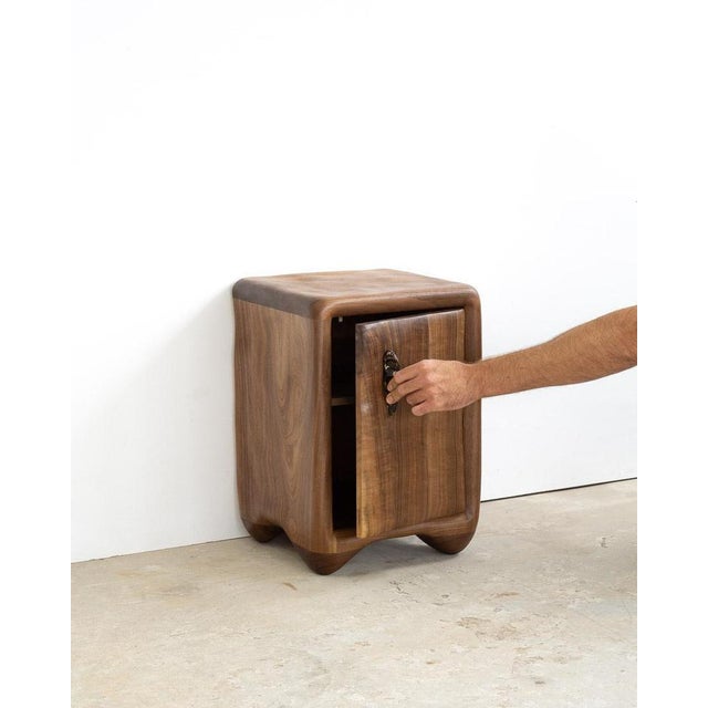 Wood Walnut and Glazed Ceramic Nightstand by Alexander Knysch For Sale - Image 7 of 8