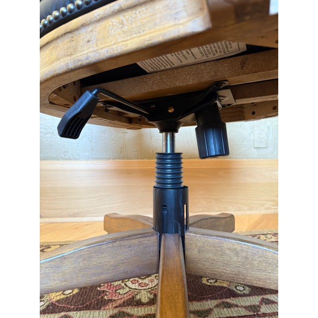 Brown Hekman Black Leather Executive Brown Desk Chair For Sale - Image 8 of 8