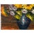 Textile Impasto Oil Paint Canvas Art Sunflowers Blue Vase Scroll Painting For Sale - Image 7 of 9