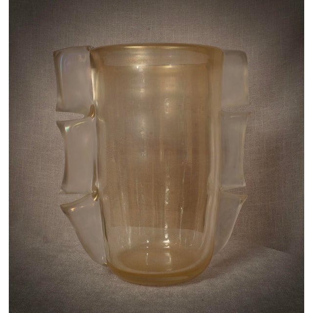 Mid-Century Gold Murano Art Glass Vase, 2000s For Sale - Image 4 of 7