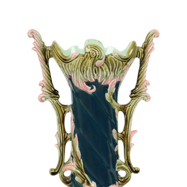 Antique Art Nouveau Rococo Blue Vase, 1890s For Sale - Image 11 of 16