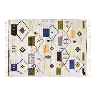 Moroccan Modern Hand Knotted Wool Rug, 4'x6' For Sale