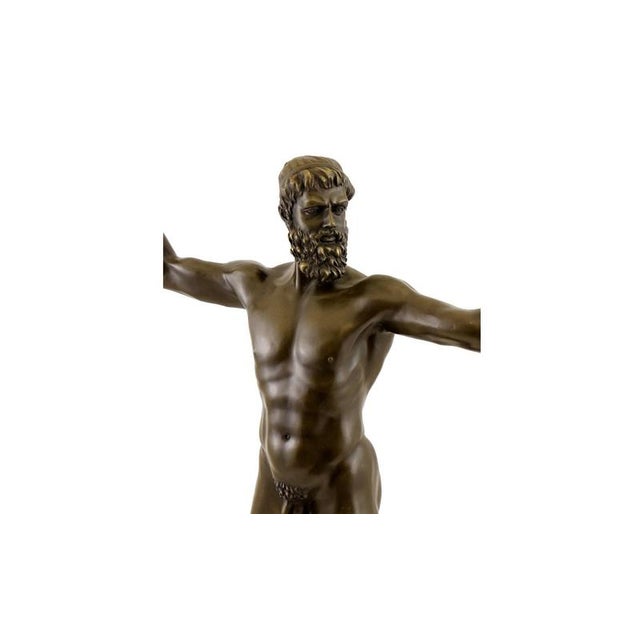 Black Neo-Classical Nude Bronze Zeus Figurine on a Black Marble Base For Sale - Image 8 of 9