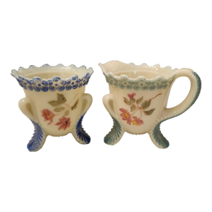Early 20th Century Custard Glass Open Sugar and Creamer