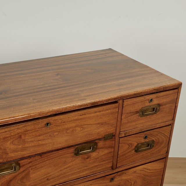 Antique Camphor Wood Campaign Chest With Pullout Desk For Sale - Image 14 of 18