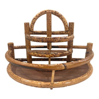 Vintage Tortoise Rattan Tabletop Shelf For Sale