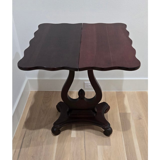 Wood Mid 20th Century Lyre Base Mahogany Folding Card, Game Table For Sale - Image 7 of 10