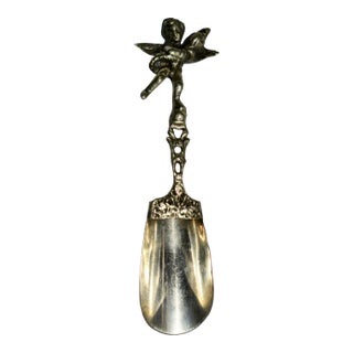 Antique Silver Figural Winged Cherub Salt Spoon For Sale