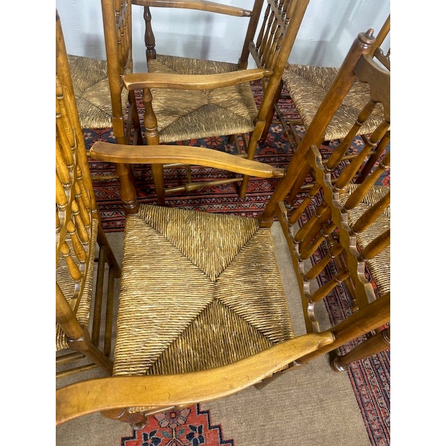 Stickley 1960s Set of 6 Stickley Style Fayetteville Ny Solid Wood Spindle-Back Chairs For Sale - Image 4 of 10