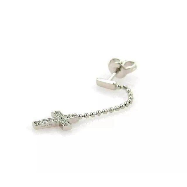 Gucci Gucci Diamond 18k White Gold Drop Dangle Cross Earrings , 2 Pieces For Sale - Image 4 of 8