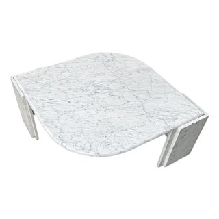 German Teardrop Coffee Table with Carrara Marble, 1980s For Sale