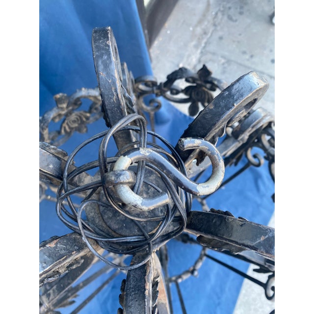 Vintage Oversized 1920s Spanish Revival Iron Pendant For Sale - Image 9 of 10