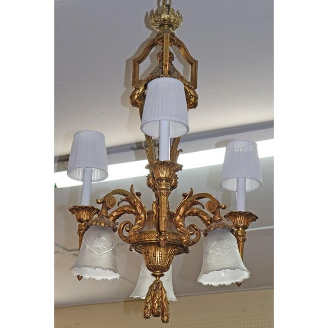 1950s Louis XV French Style Gilt Bronze 6 Light Chandelier For Sale - Image 13 of 15