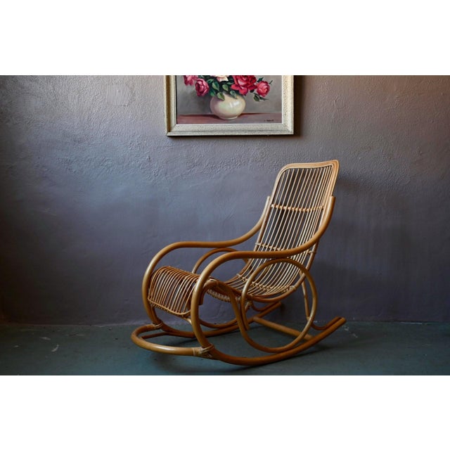 Vintage Rattan Rocking Chair, 1960s For Sale - Image 13 of 13