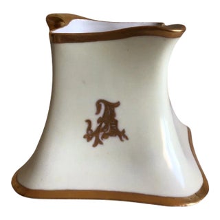 Antique Limoges France Cream Gold Accent Porcelain Water Milk Beverage Pitcher For Sale