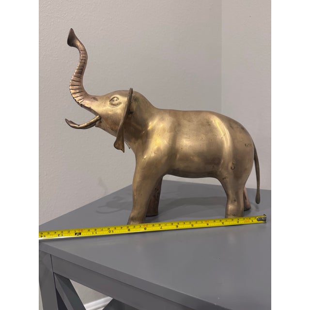 Vintage Solid Brass Elephant Figurine Hollow and Large 14”x13x”