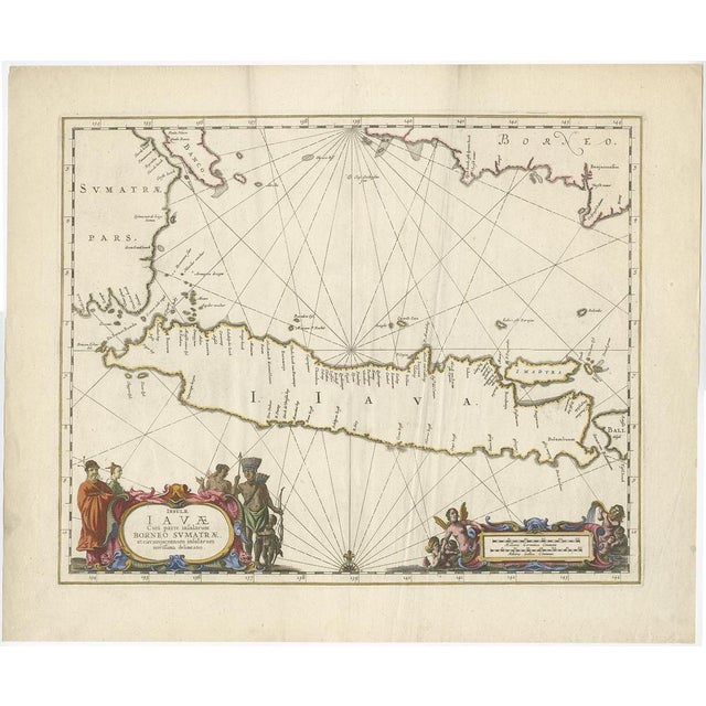 Antique Map of Java by Janssonius, 1650 For Sale - Image 3 of 6