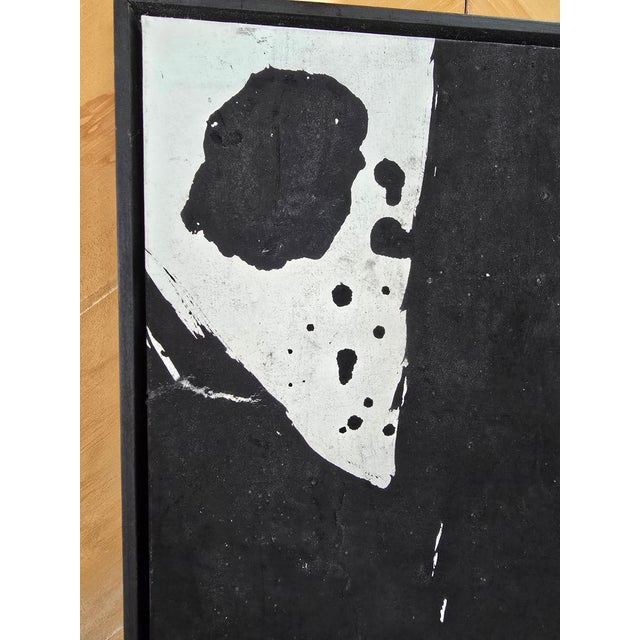 Black 1990s Mid Century Modern Style Signed Asian Abstract Painting For Sale - Image 8 of 13