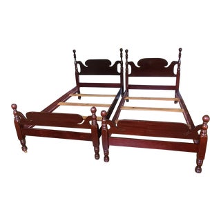 1940s Mid-Century Solid Mahogany Twin Beds - a Pair For Sale