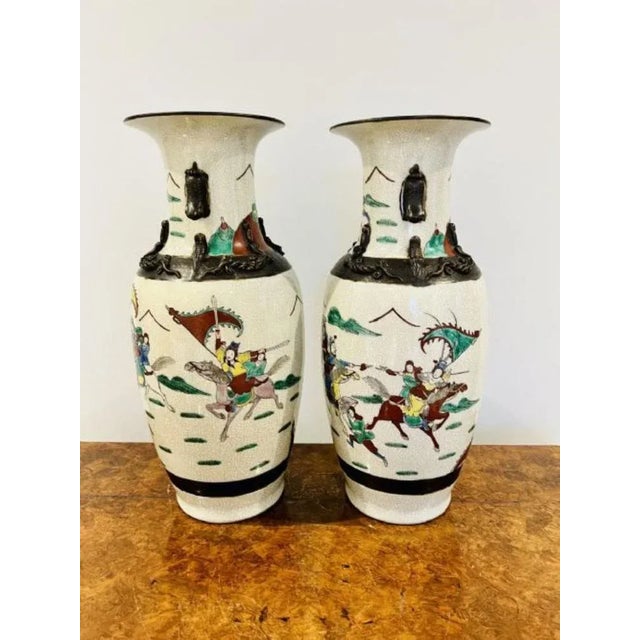 Mid 19th Century Victorian Chinese Cracked Glazed Vases, 1860s, Set of 2 For Sale - Image 5 of 7