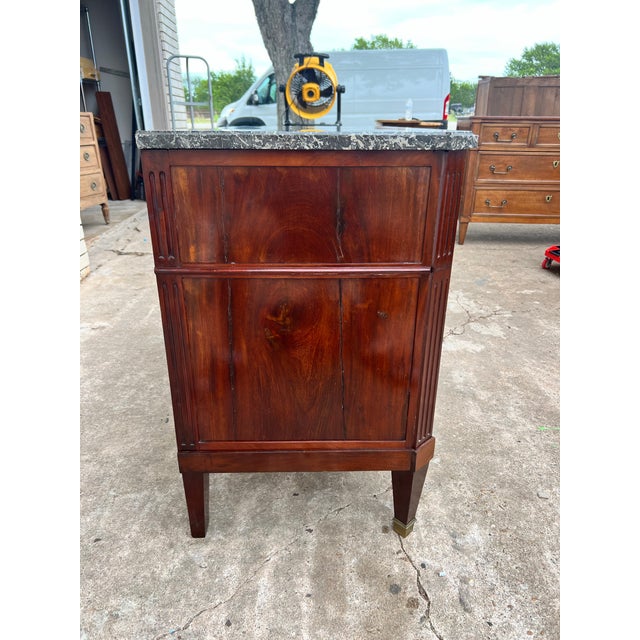 French 19th Century Louis XVI Marble Top Mahogany Chest of Drawers For Sale - Image 4 of 12