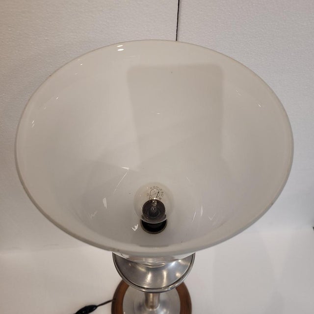 Art Deco Table Lamp in Wood and Opaline Glass from MAZDA, France, 1920s For Sale - Image 10 of 18