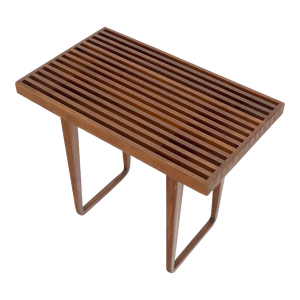 Compact Slotted Teak Wood Danish Mid-Century Modern Bench Seat