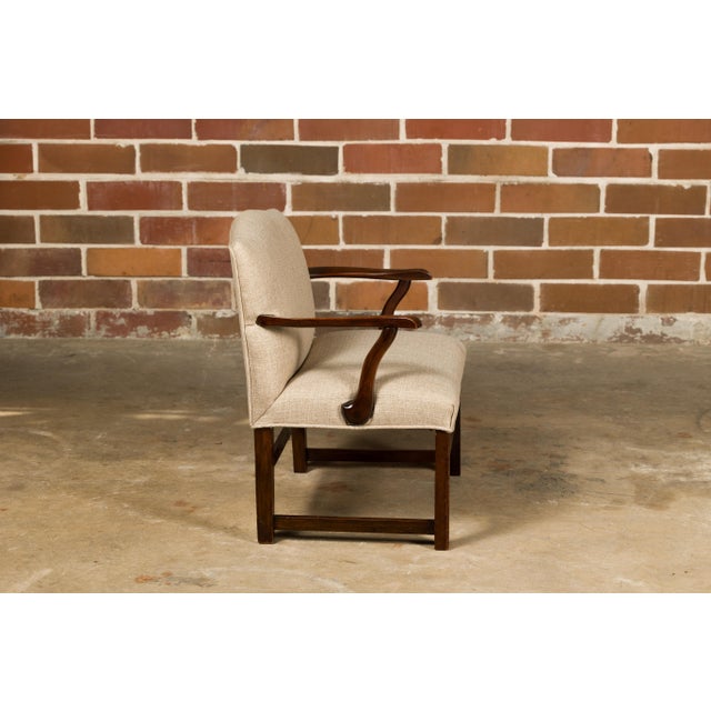 English 1900s Wooden Child's Chair with Serpentine Arms and Custom Upholstery For Sale In Atlanta - Image 6 of 12